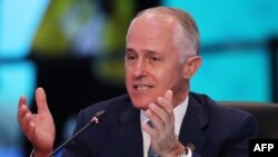 Perdana Menteri Australia Malcolm Turnbull saat membuka Sidang Paripurna Pemimpin ASEAN di Sydney, 18 Maret 2018.