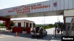 FILE - Turkish gendarmes work outside the Silivri prison complex near Istanbul, Turkey, Aug. 5, 2016.