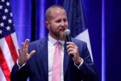 FILE - Brad Parscale, then-campaign manager for President Donald Trump, speaks to supporters during a panel discussion, Oct. 15, 2019, in San Antonio.