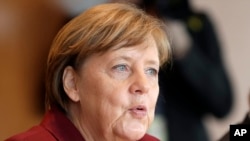 German Chancellor Angela Merkel attends the weekly cabinet meeting at the chancellery in Berlin, Germany, April 5, 2017.