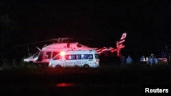 Jirgin helicopta da ya dauki yaran da aka ceto zuwa asibiti 