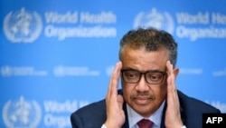 Le directeur général de l'Organisation mondiale de la santé, Tedros Adhanom Ghebreyesus, assiste à une conférence de presse quotidienne sur le coronavirus au siège de l'OMS, le 6 mars 2020, à Genève.