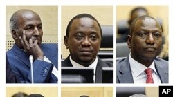 Suspects: Top from left, Mohammed Hussein Ali, Uhuru Muigai Kenyatta, William Samoei Ruto; Henry Kiprono Kosgey, Joshua Arap Sang, Francis Kirimi Muthaura (undated file image).