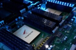 Kunpeng 920 chipset is on display at Huawei's booth during the 2020 China International Fair for Trade in Services (CIFTIS) in Beijing, Sept. 4, 2020.