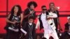 Yara Shahidi, from left, Tracee Ellis Ross, Miles Brown, Silento, and Anthony Anderson perform at the BET Awards at the Microsoft Theater on June 28, 2015, in Los Angeles.