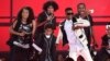 Yara Shahidi, from left, Tracee Ellis Ross, Miles Brown, Silento, and Anthony Anderson perform at the BET Awards at the Microsoft Theater, June 28, 2015, in Los Angeles.