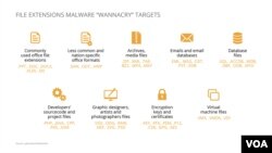 Types de fichiers ciblés par "WannaCry"