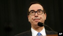 Treasury Secretary Steven Mnuchin testifies on Capitol Hill in Washington, May 24, 2017, before the House Ways and Means hearing on Treasury Department's fiscal 2018 budget proposals.