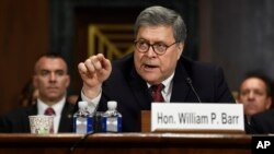 Jaksa Agung AS William Barr memberikan kesaksian di hadapan Komisi Kehakiman di Capitol Hill di Washington, 1Mei 2019. 