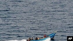 Picture released by the German Bundeswehr shows a pirates' boat in the Gulf of Aden off Somalia (March 2009 File)