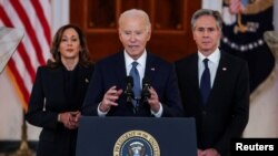 အမေရိကန် သမ္မတ Joe Biden မိန့်ခွန်း ပြောကြားနေစဉ် (ဇန်နဝါရီ ၁၅၊ ၂၀၂၅)