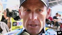 FILE - This photo, courtesy of Sony Pictures Classics, shows Lance Armstrong in the documentary film, “The Armstrong Lie," Sept. 30, 2013. 