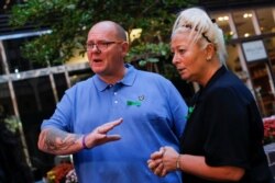 Charlotte Charles and Tim Dunn, parents of British teen Harry Dunn who was killed in a car crash on his motorcycle, allegedly by the wife of an American diplomat, speak during a interview in the Manhattan borough of New York City, Oct. 15, 2019.