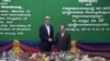FILE - U.S. Secretary of State John Kerry addresses Cambodian Foreign Minister and Deputy Prime Minister Hor Namhong at the outset of a bilateral meeting at the Ministry of Foreign Affairs in Phnom Penh, Cambodia, Jan. 26, 2016. (Neou Vannarin/VOA Khmer)