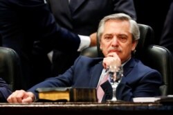 Argentina's President-elect Alberto Fernandez looks on as he attends the oath of office of Tucuman Governor Juan Manzur, in San Miguel de Tucuman, Argentina, Oct. 29, 2019.