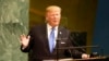 Presiden Amerika Serikat Donald Trump berpidato di hadapan Sidang Majelis Umum Perserikatan Bangsa-Bangsa di New York, Selasa, 19 September 2017. (AP Photo / Seth Wenig)