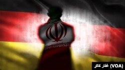 تصویری ترکیبی از یک فرد ملبس به پرچم ایران و پرچم آلمان