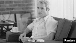U.S. Navy Lt. Comdr. John S. McCain is interviewed about his experiences as a prisoner of war during the war in Vietnam, April 24, 1973.