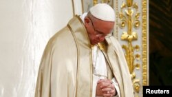 Pope Francis leads the Second Vespers at the Basilica of Saint Paul in Rome, Jan. 25, 2016.