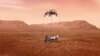 Perseverance rover is shown to be lowered to Martian surface 