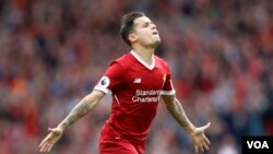 Philippe Coutinho célébrant un but contre Middlesbrough le 21 mai 2017. 