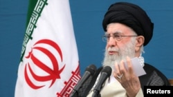 FILE - Iran's Supreme Leader Ayatollah Ali Khamenei speaks in Tehran, Iran, Aug. 27, 2024. Office of the Iranian Supreme Leader/WANA (West Asia News Agency)